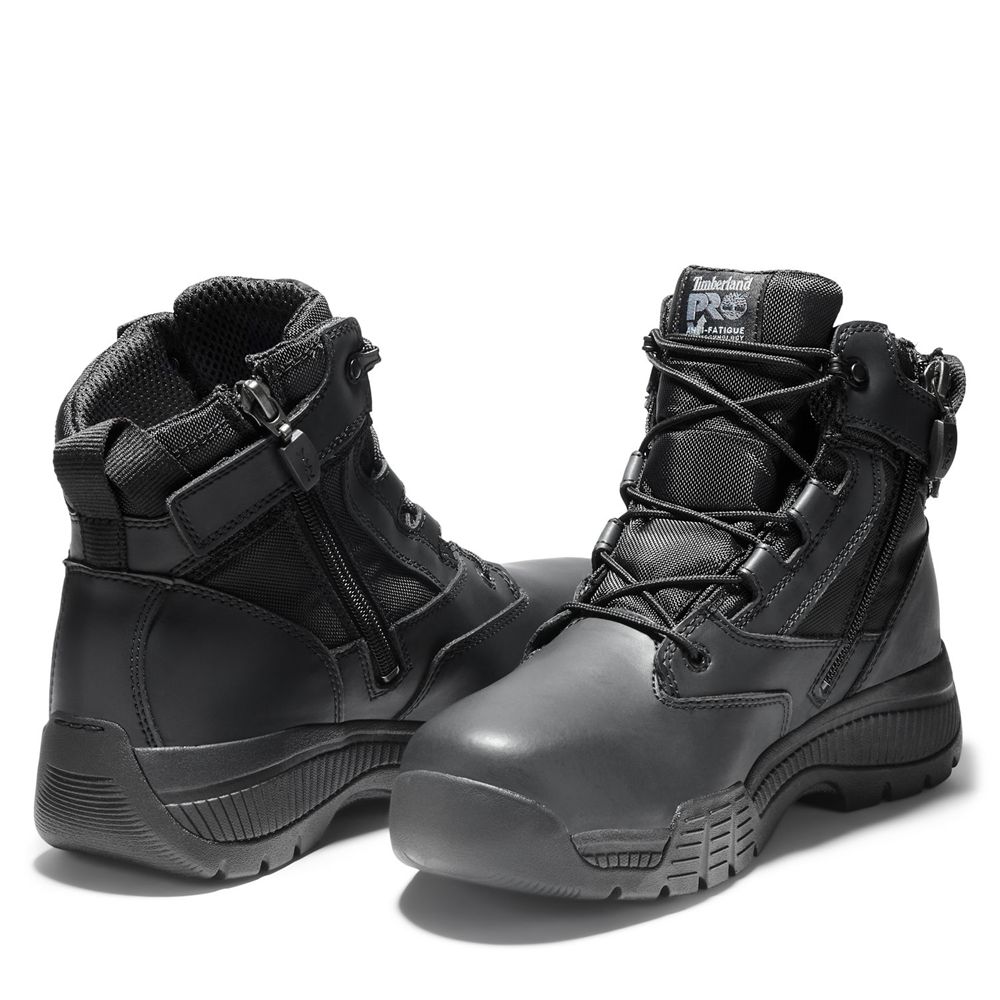 Timberland Mens Pro Boots Valor™ Duty 6\" Side-Zip Soft Toe - Black - India DG6107384